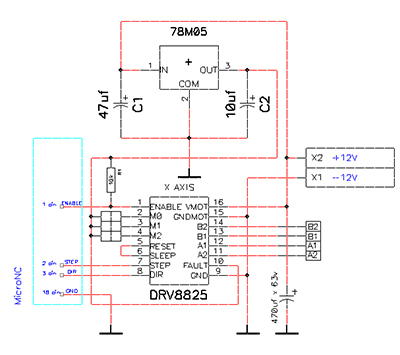 Подключение DRV8825 к контроллеру MicroNC